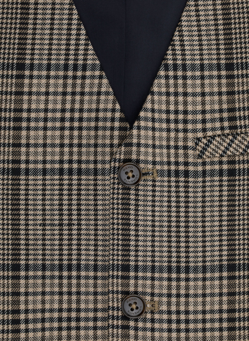 Kamizelka męska w beżowo-brązową kratę