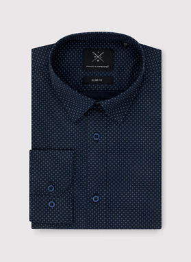 Granatowa koszula męska w mikrowzór