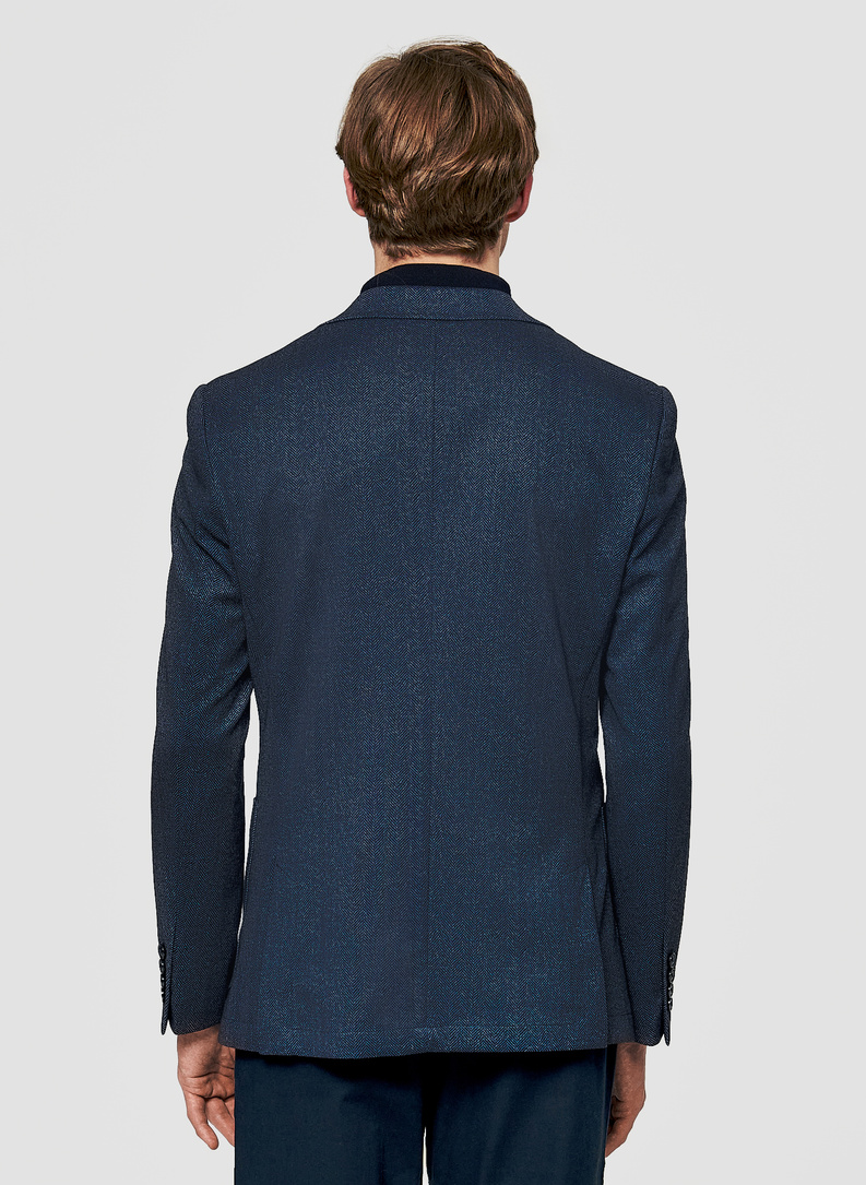 Granatowa marynarka w jodełkę