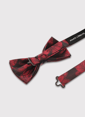 Bordowa mucha męska we wzór kwiatowy