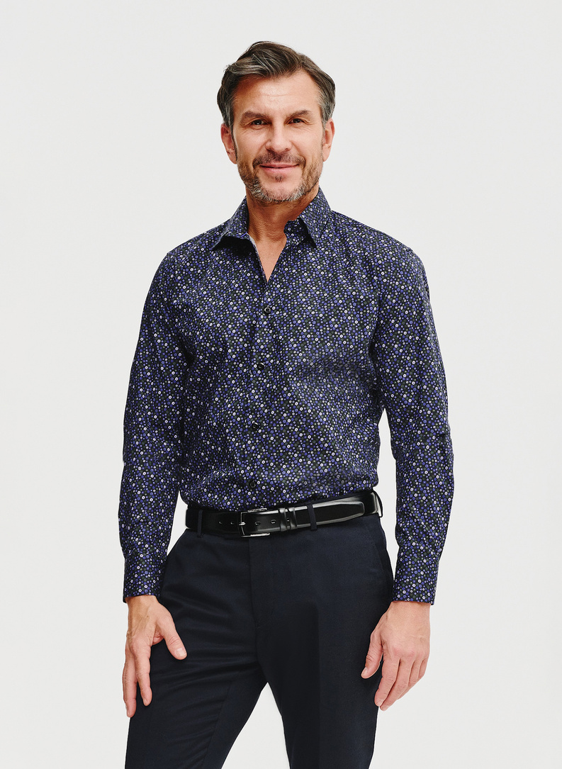 Męska koszula w kwiatowy mikrowzór