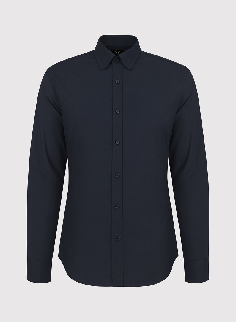 Granatowa gładka koszula męska 