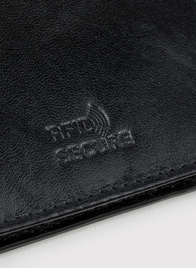 Czarny skórzany portfel męski z klipsem na banknoty 