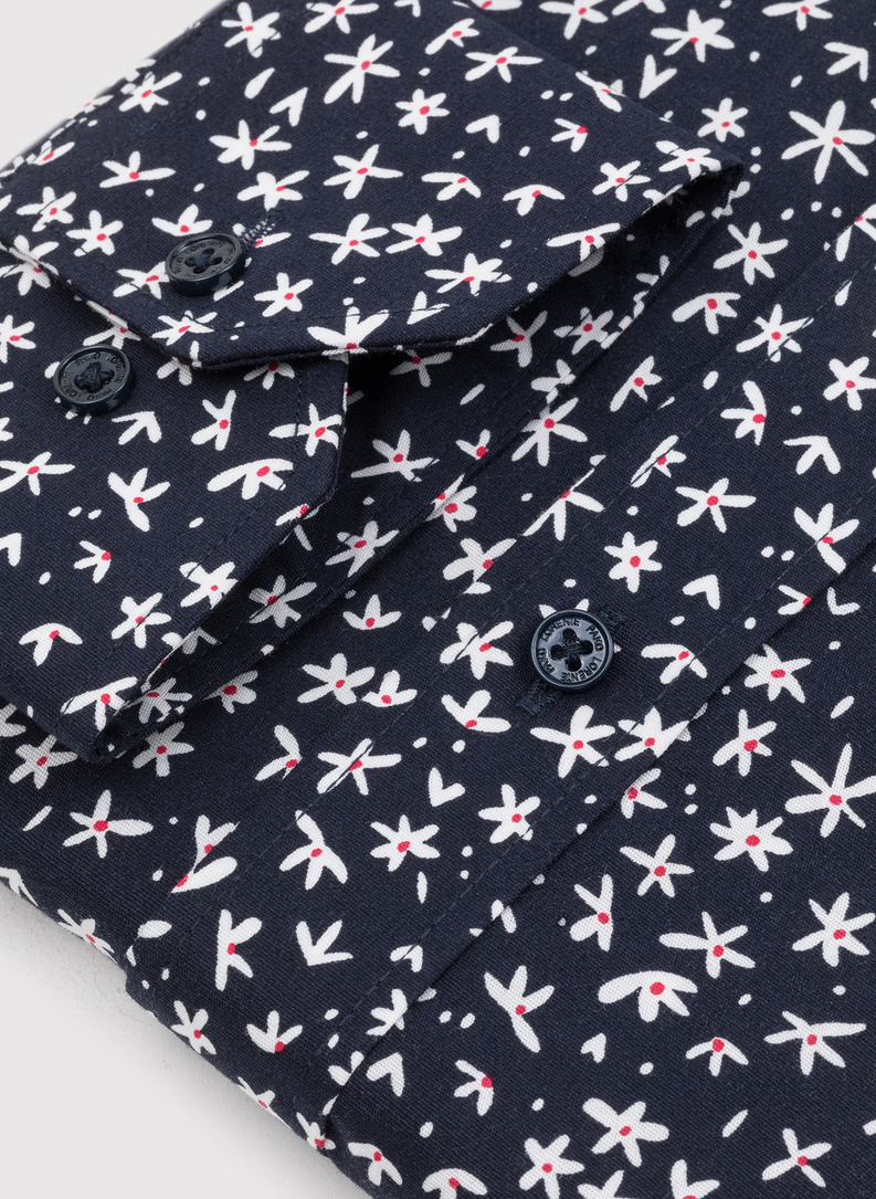 Granatowa koszula męska w kwiatki 