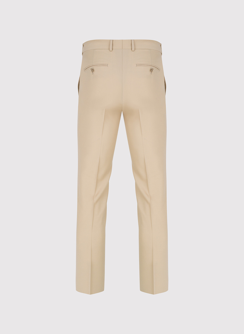 Beżowy wełniany garnitur męski