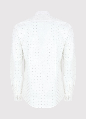 Biała koszula męska w czarne kropki