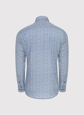 Niebieska koszula męska w kwiaty