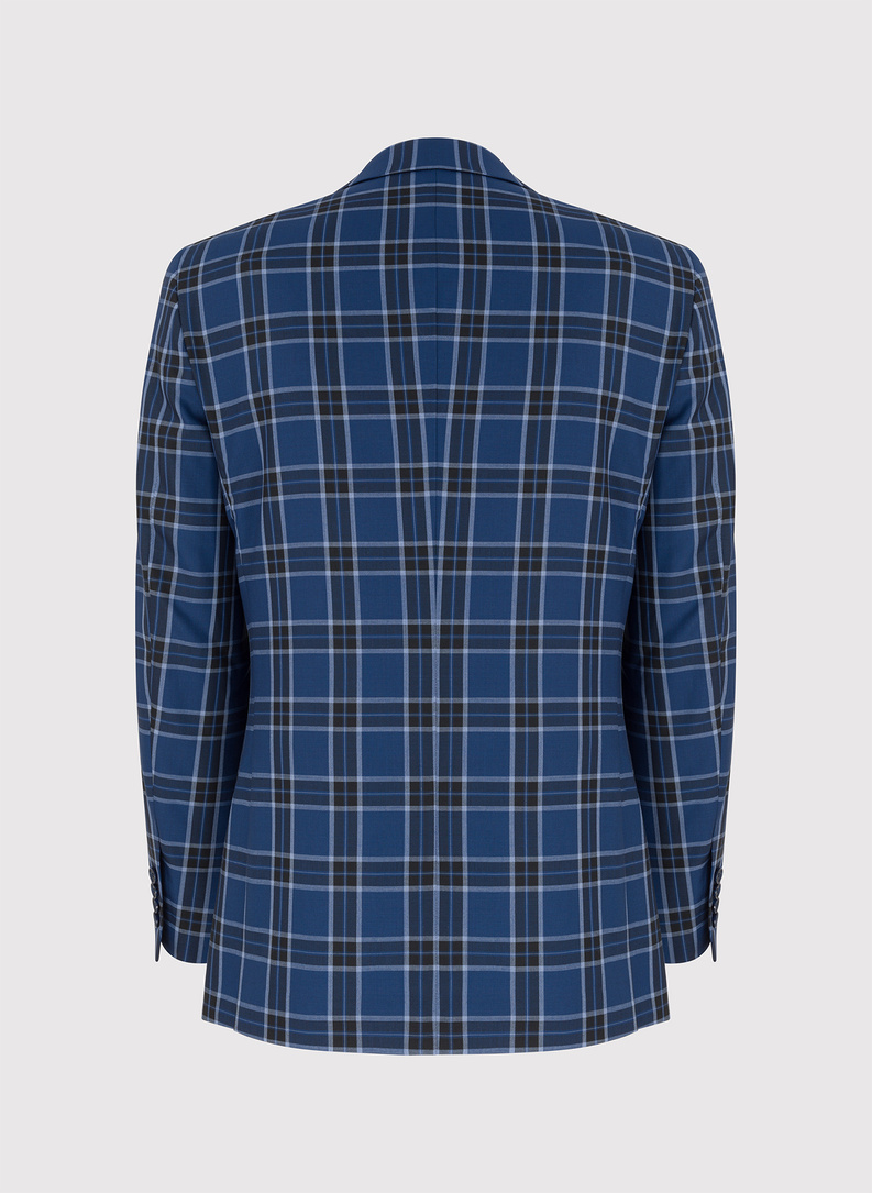 Granatowa marynarka w kratę