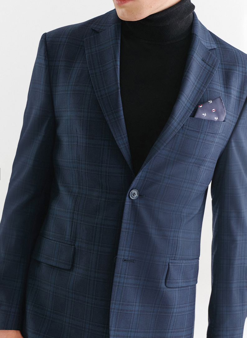 Granatowa marynarka garniturowa z wełną