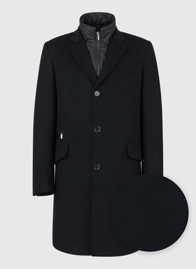 Męski czarny płaszcz z wełną