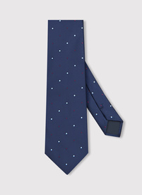 Granatowy krawat męski w kropki