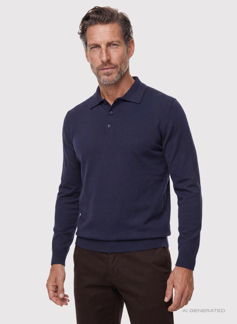 Granatowy sweter z kołnierzykiem polo
