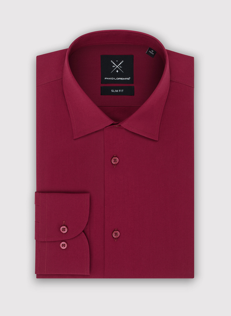 Burgundowa koszula męska długi rękaw