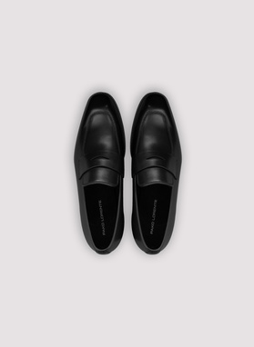 Czarne loafersy męskie ze skóry