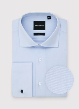 Niebieska koszula męska na spinki