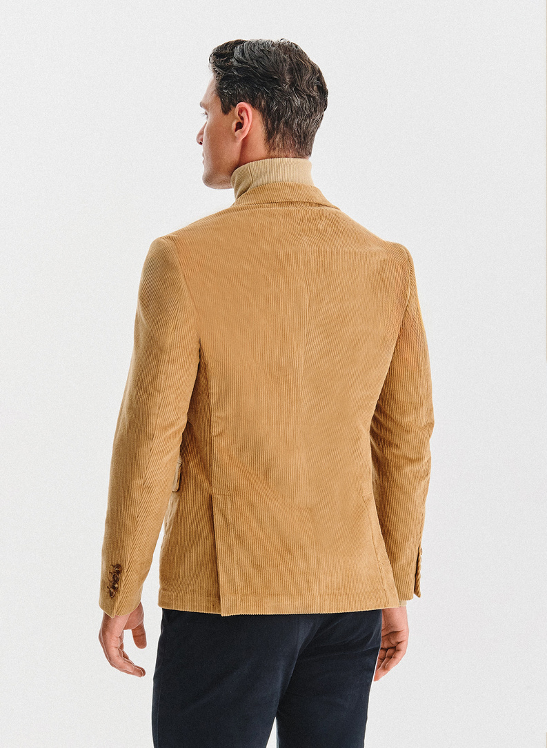 Beżowa sztruksowa marynarka męska