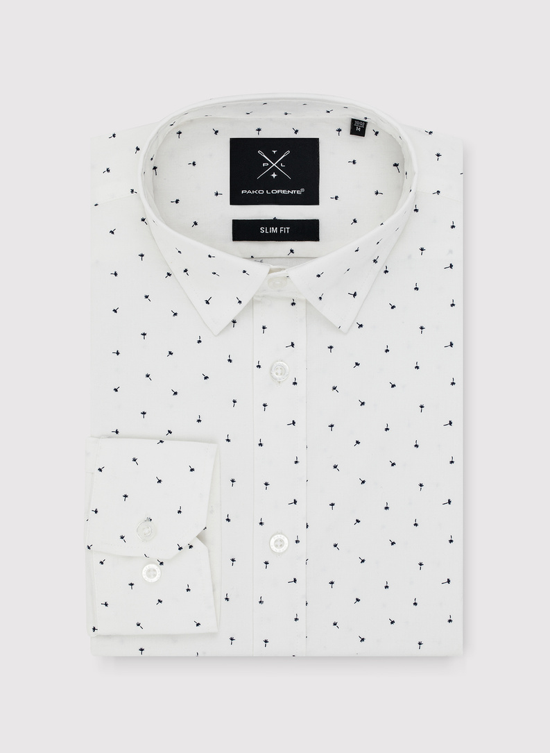 Biała koszula męska w mikrowzór