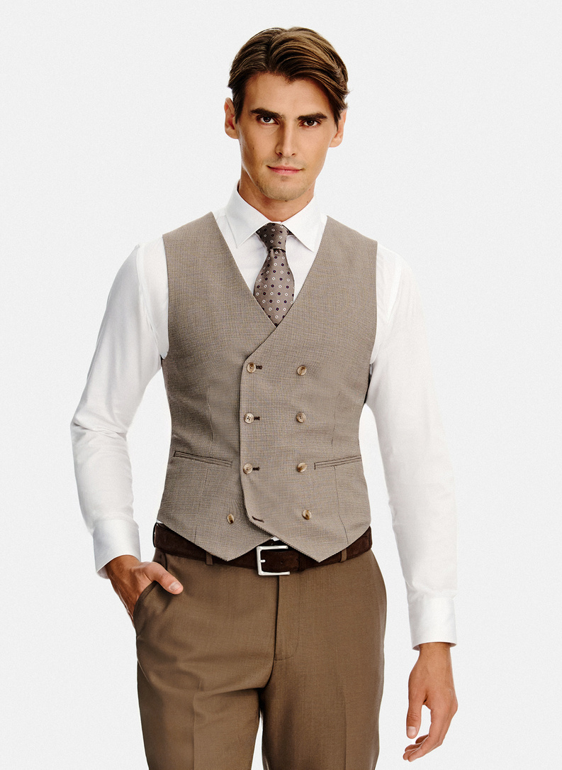 Dwurzędowa kamizelka w pepitkę