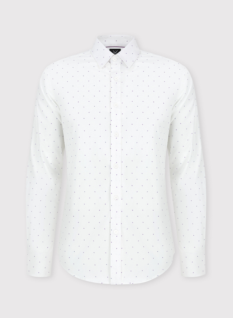 Biała męska koszula w mikrowzór