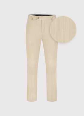 Beżowy wełniany garnitur męski