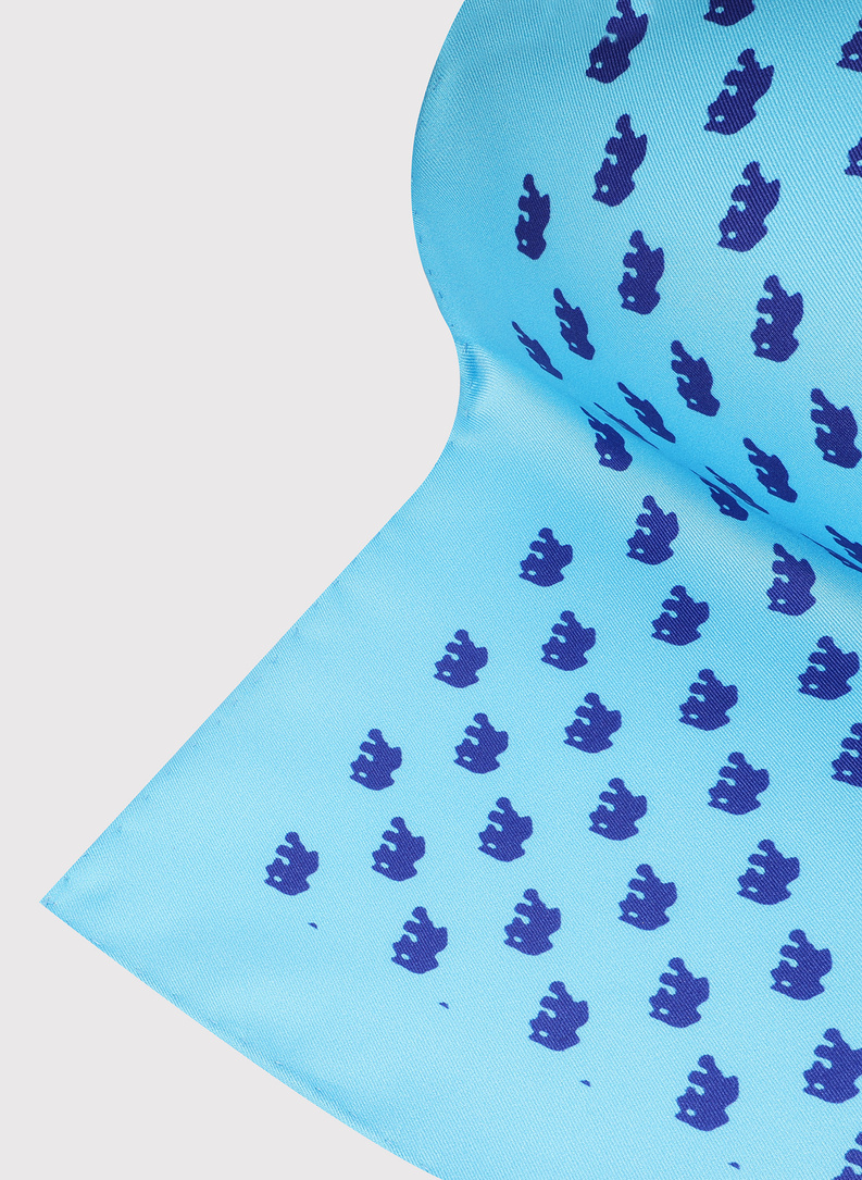 Niebieska poszetka męska we wzór