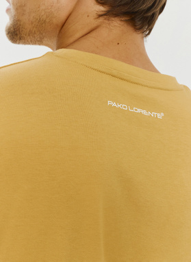 Bawełniany żółty t-shirt z okrągłym dekoltem