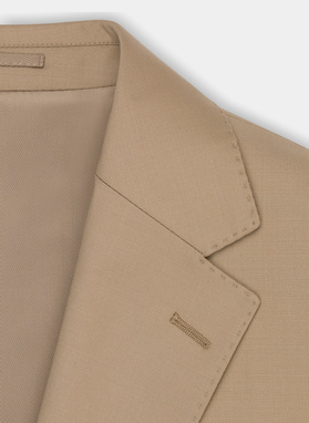 Beżowa garniturowa marynarka męska z wełną