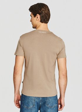 Beżowy bawełniany t-shirt męski