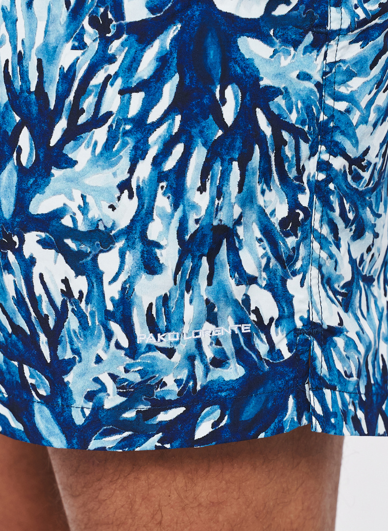 Szorty kąpielowe w niebieski wzór koralowy