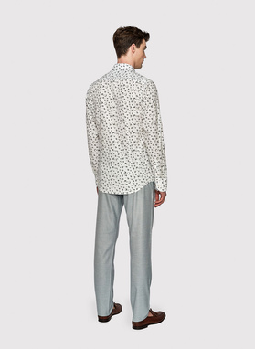 Biała koszula męska w zielone motylki