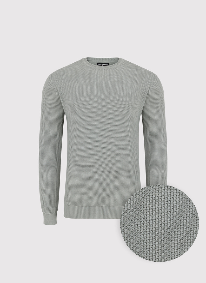 Szałwiowy sweter męski o-neck