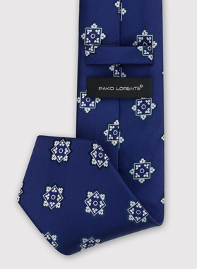 Granatowy krawat męski we wzór geometryczny