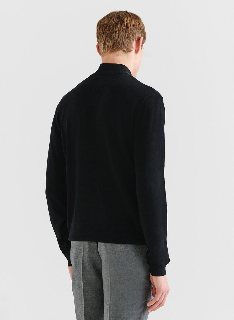 Czarny gładki półgolf męski