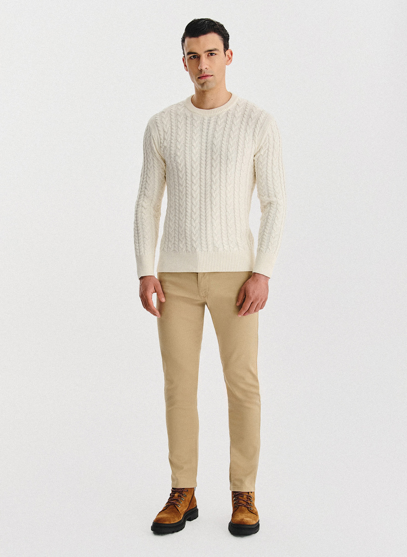 Beżowy sweter męski z kaszmirem