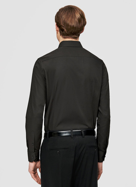 Czarna koszula męska z wełną