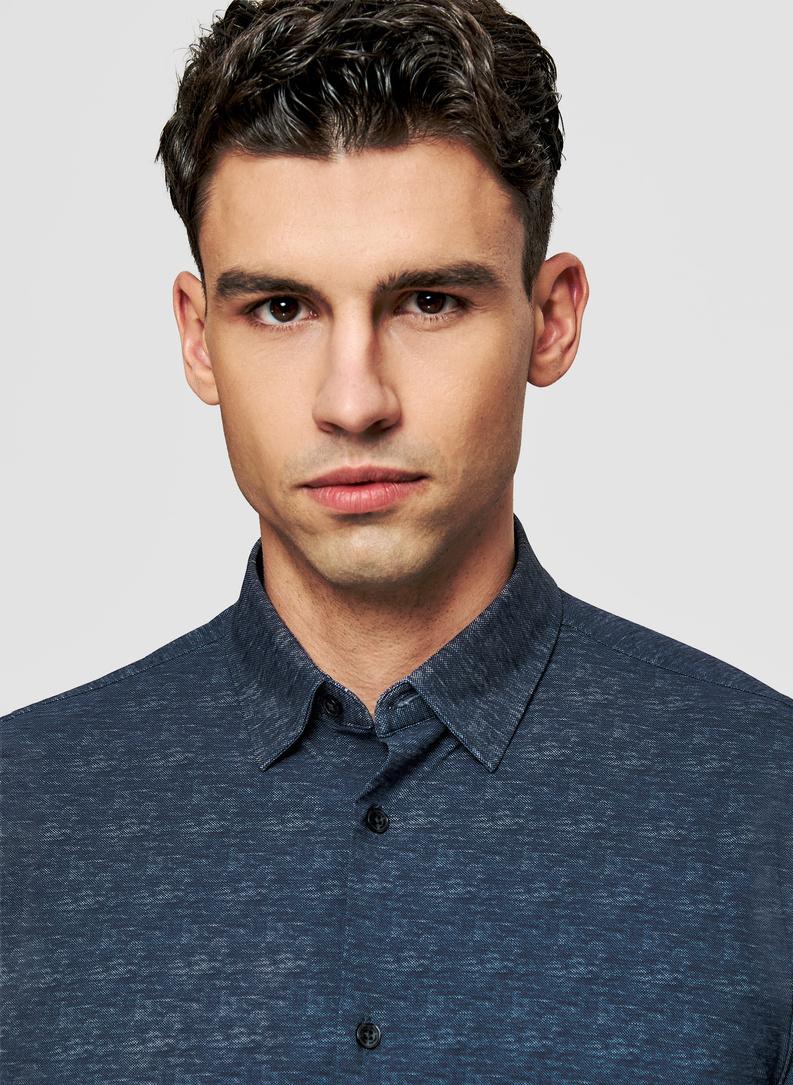 Dzianinowa koszula męska w kolorze granatowym