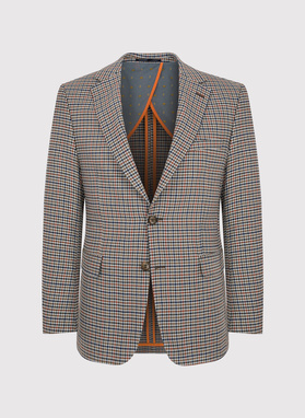 Beżowa casualowa marynarka męska w pepitkę