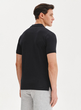 Czarny gładki t-shirt polo