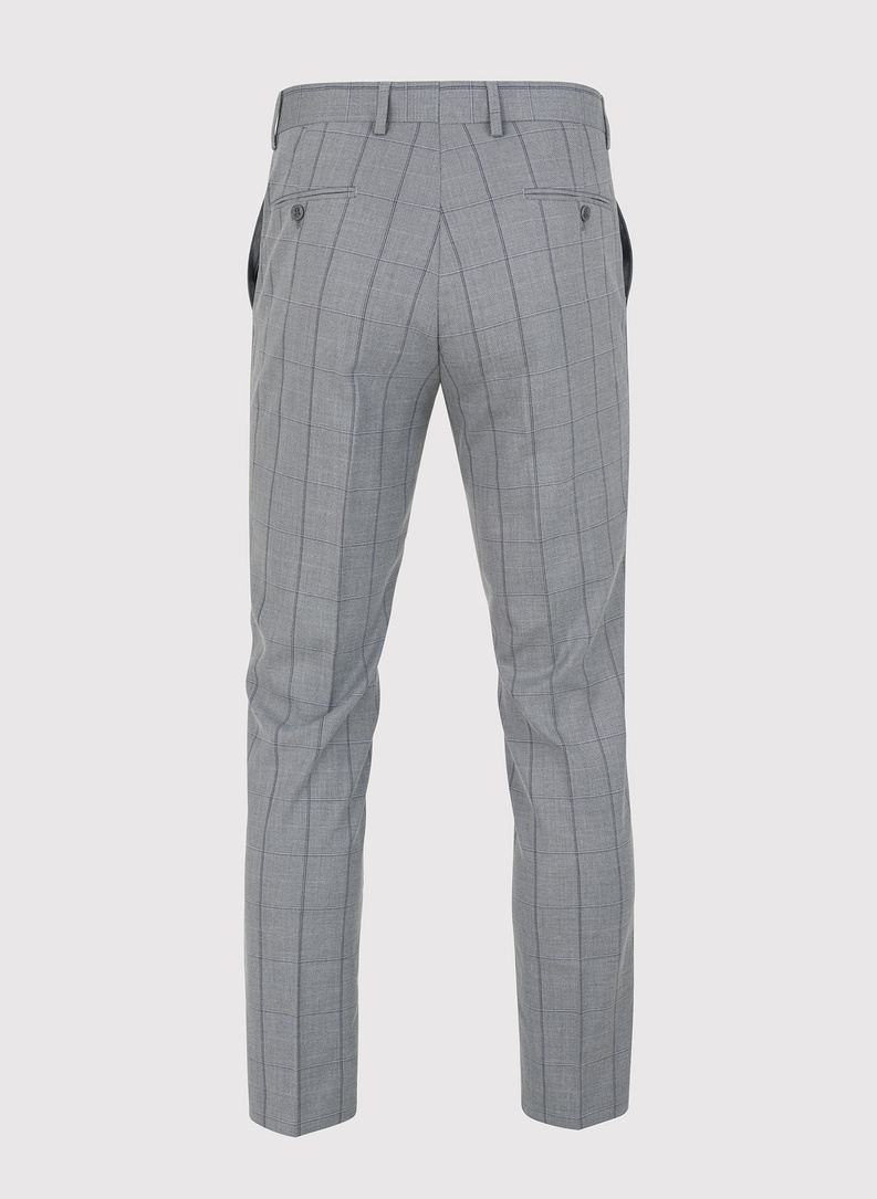 Szary garnitur w kratę Windowpane