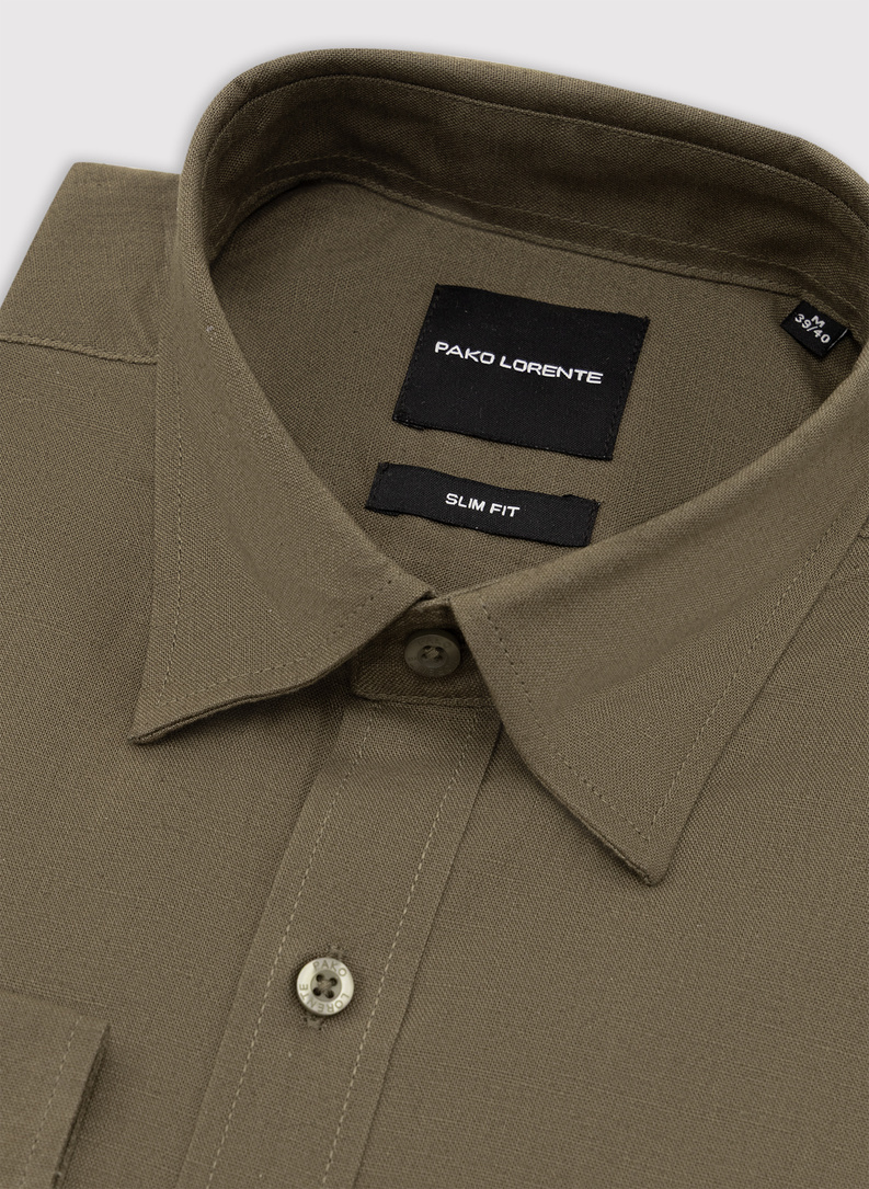 Zielona koszula z lnem