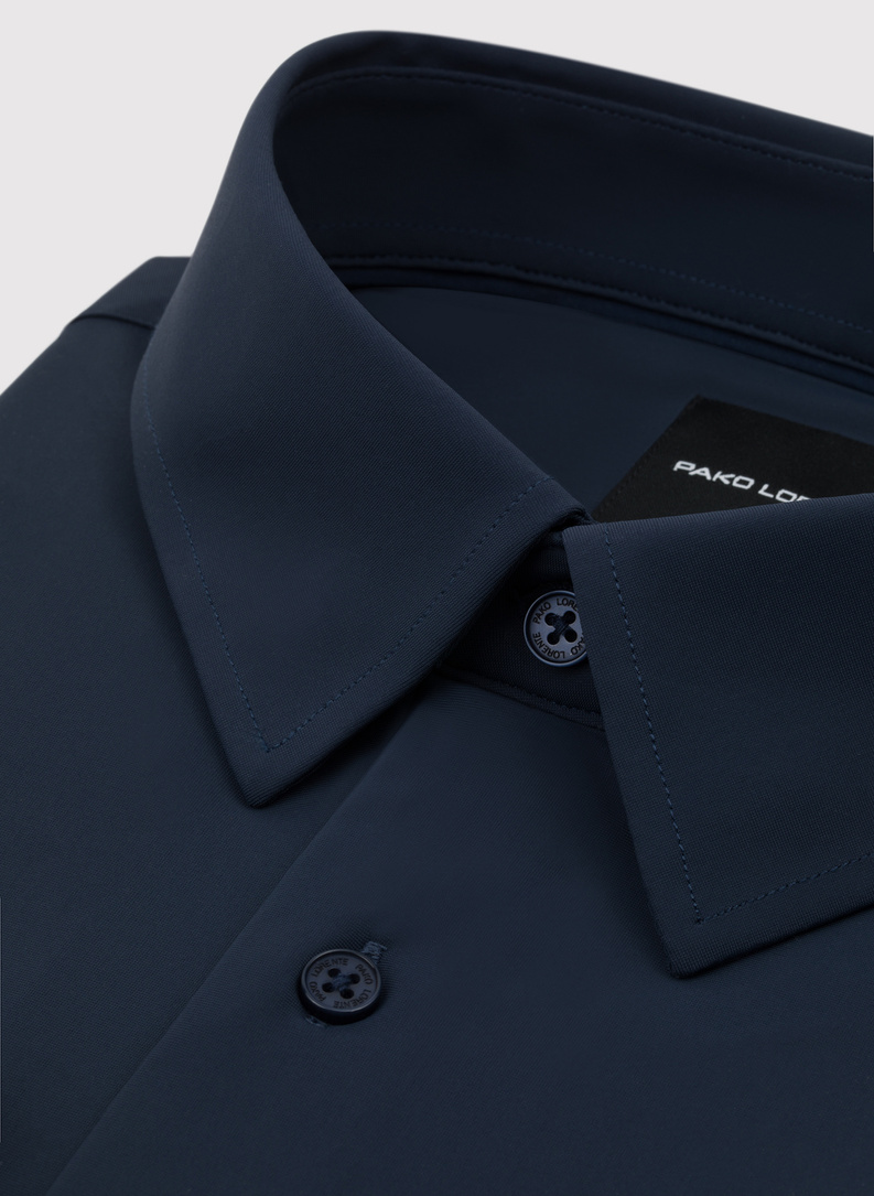 Granatowa dzianinowa koszula męska