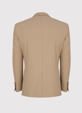 Beżowy męski garnitur z wełną