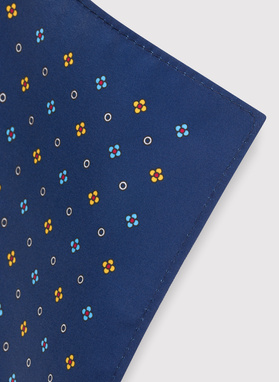 Granatowa poszetka męska w kolorowy mikrowzór