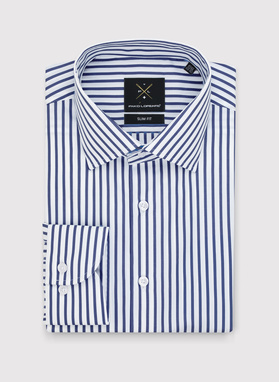 Bawełniana koszula męska w granatowe paski