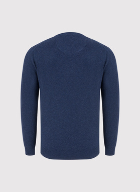 Granatowy sweter męski z dekoltem w serek