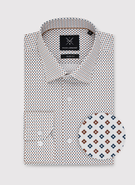Biała koszula męska w mikrowzór