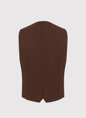 Brązowa dwurzędowa kamizelka męska