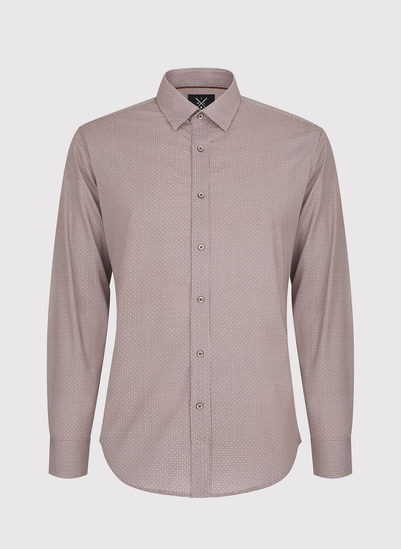 Brązowa koszula męska w mikrowzór 