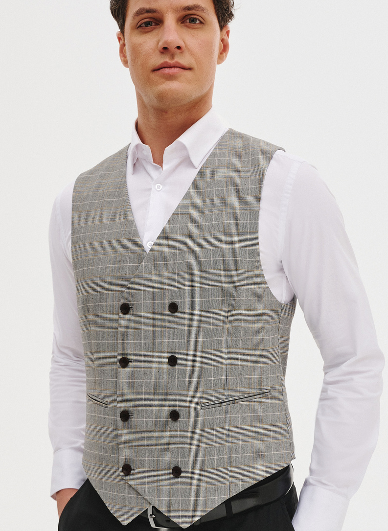 Dwurzędowa kamizelka w kratę