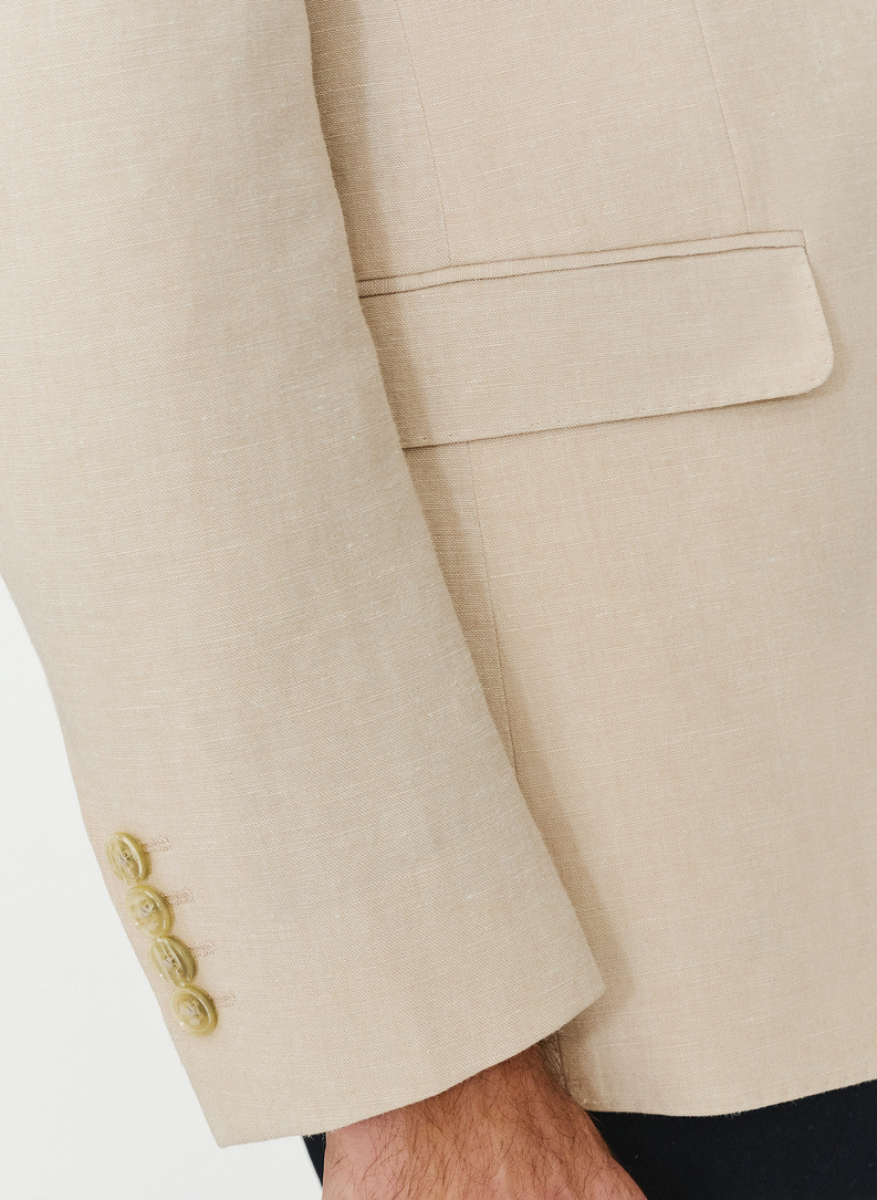 Lniana marynarka męska w kolorze beżowym